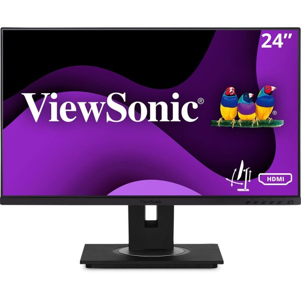 ViewSonic 24 Inch IPS 1080p Ergonomic Monitor with Ultra-Thin Bezels, HDMI, DisplayPort, USB, VGA, and 40 Degree Tilt for Home and Office - Certified Refurbished Fashion