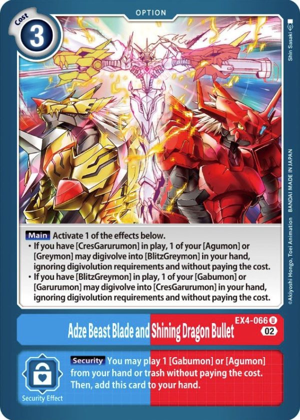 Adze Beast Blade and Shining Dragon Bullet [EX4-066] [Alternative Being Booster] Hot on Sale